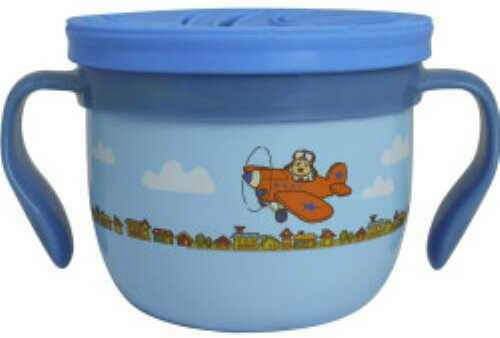 Eco Vessel Gobble N Go Snack Cup Blue with Dog on Plane