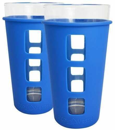 Eco Vessel 2 pc. Vibe Glass Pint w/Silicone Sleeve Blue 16oz