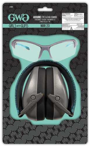 Allen Girls With Guns Assure Protective Safety Glasses & Earmuffs Combo Set Gray/Teal/Black NRR - 23Db