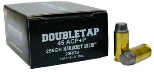 Double Tap Hardcast Solid Handgun Ammunition 45 Auto(+p) 255gr Swc 875 Fps 20/ct