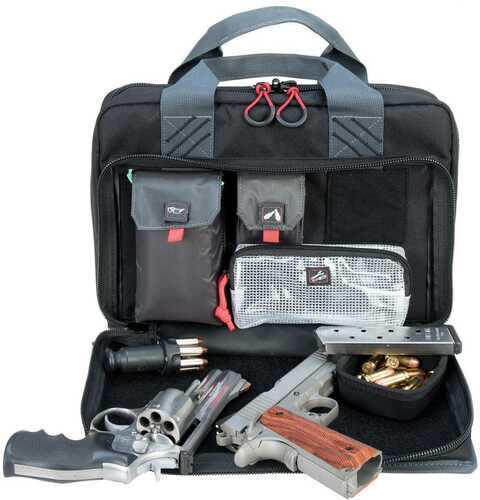 G-Outdoors Quad Pistol Range Bag With Magazine Storage & Dump Cups-Black