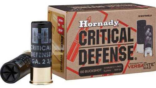 Hornady Critical Defense Shotgun Ammunition - 12 Ga 2 3/4" 8 plts #00 1600 Fps 10/Box