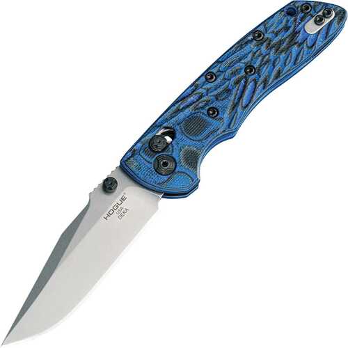 Hogue Deka 3.25" Able Lock Folder Clip Point Blade Tumble Finish G-10 Blu Lava