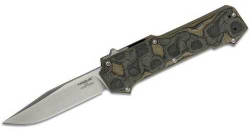 Hogue Compound OTF Automatic: 3.5" Clip Point Blade - Tumbled Finish G-Mascus Green G10 Frame