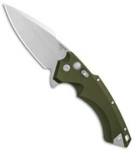 Hogue X5 Flipper: 4.0" Spear Point Blade - Tumbled Finish OD Green Aluminum Frame