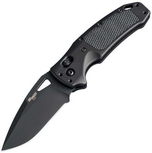 Hogue Sig K320 AXG Pro Folding Knife 3.5" Drop Point - Black Cerakote Finish Matte Alum Frame & Solid G10