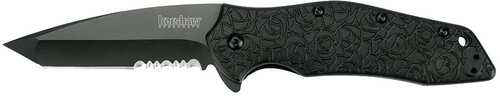 Kershaw Kuro Tanto Knife - Black / Partially Serrated