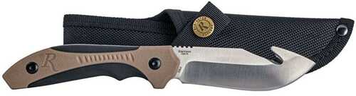 Remington Sportsman Skinner Fixed Knife 3.5" Guthook FDE And Black With Sheath