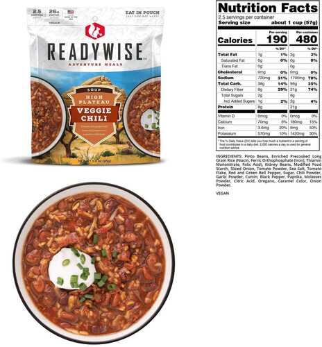 Readywise High Plateau Veggie Chili Soup - 3Oz