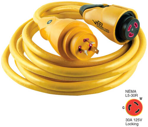 Marinco Cs30-25 Eel 30a 125v Shore Power Cordset - 25' - Yellow