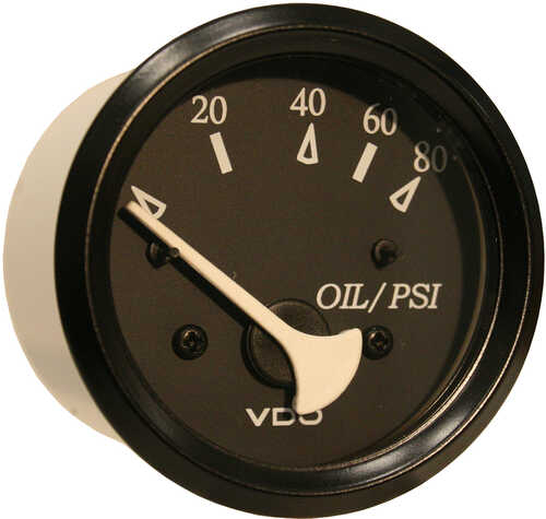 VDO Allentare Black 80PSI Oil Pressure Gauge - Use w/Marine 240-33 Ohm Sender 12V Bezel