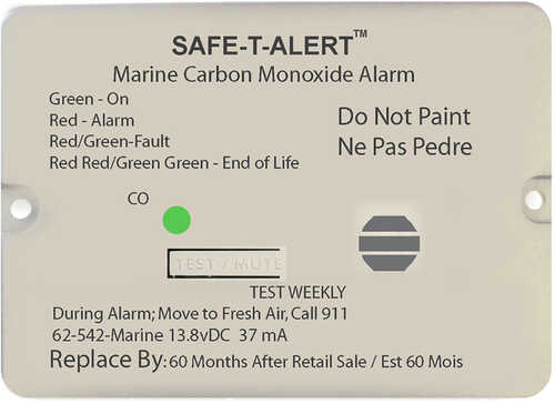 Safe-T-Alert 62 Series Carbon Monoxide Alarm - 12V 62-542-Marine Flush Mount White