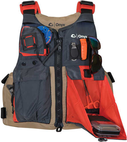 Onyx Kayak Fishing Vest - Adult Universal - Tan/Grey