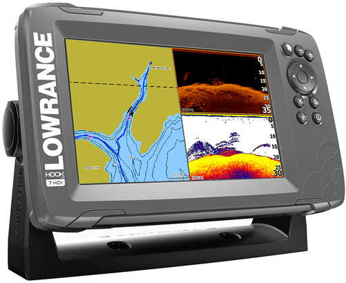 Lowrance HOOK²-7 7" Chartplotter/Fishfinder SplitShot Transom Mount Transducer w/Built-In US Inland Charts