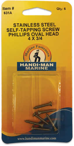 Handi-Man Phillips Self Tapping Oval Screw Stainless Steel - #4 x 3/4"