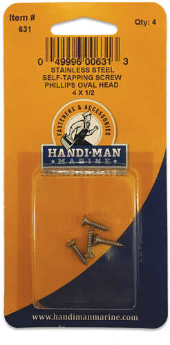 Handi-Man Phillips Self Tapping Oval Screw Stainless Steel - #4 x 1/2"