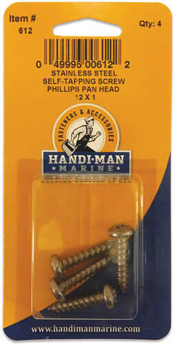 Handi-Man Phillips Self Tapping Pan Screw Stainless Steel #12 x 1"