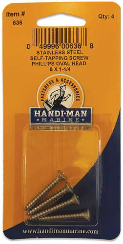 Handi-Man Phillips Self Tapping Oval Screw Stainless Steel - #8 x 1-1/4"