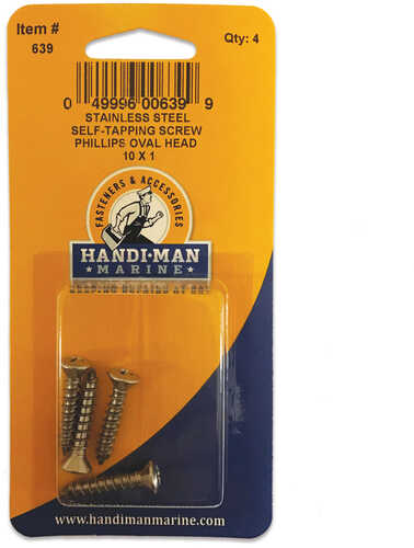 Handi-Man Phillips Self Tapping Oval Screw Stainles Steel - #10 x 1"