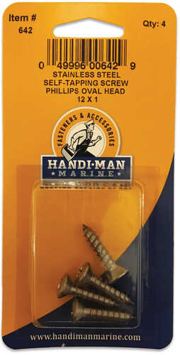 Handi-Man Phillips Self Tapping Oval Screw Stainless Steel - #12 x 1"