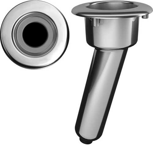 Mate Series Elite Screwless Stainless Steel 15° Rod & Cup Holder - Drain - Round Top