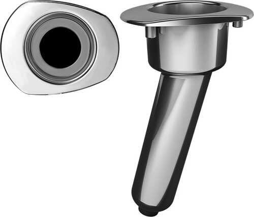 Mate Series Elite Screwless Stainless Steel 15° Rod & Cup Holder - Drain - Oval Top