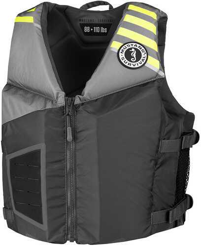 Mustang Rev Young Adult Foam Vest - Gray/Light, Gray/Flourescent Yellow & Green