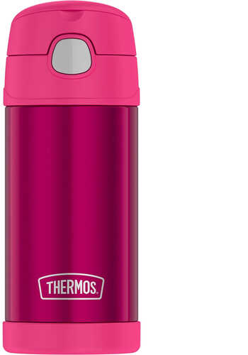 Thermos FUNtainer; Stainless Steel Insulated Pink Water Bottle w/Straw - 12oz