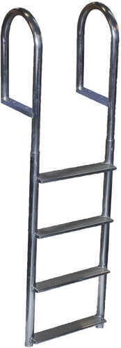 Dock Edge Welded Aluminum Fixed Wide Step Ladder - 4-step