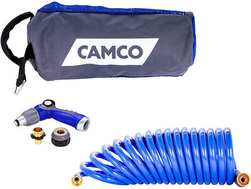 Camco 20' Coiled Hose &amp Spray Nozzle Kit