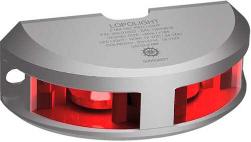 Lopolight 180&deg; Navigation Light - 2nm f/Vessel Up To 164&#39; (50M) - 0.7M Cable - Red w/Silver Housing