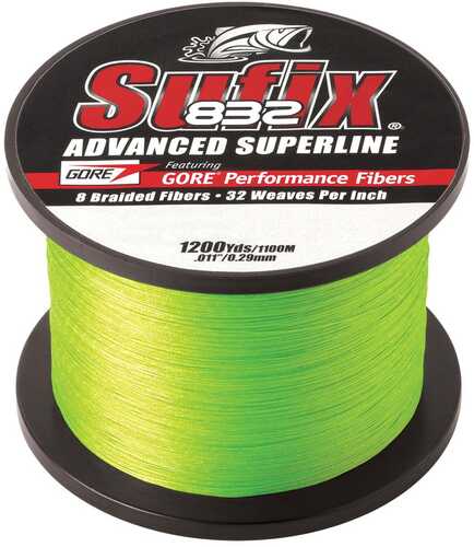 Sufix 832® Advanced Superline® Braid - 15lb - Neon Lime - 1200 Yds