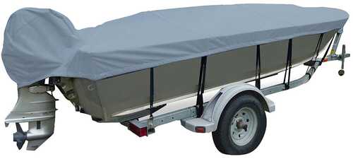 Carver Poly-Flex II Wide Series Styled-to-Fit Boat Cover f/15.5' V-Hull Fishing Boats - Grey