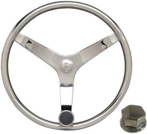 Uflex - V46 - 13.5" Stainless Steel Steering Wheel W/speed Knob & Chrome Nut