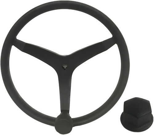 Uflex - V46 - 13.5" Stainless Steel Steering Wheel With Speed Knob & Chrome Nut - Black