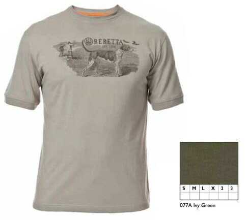 Beretta Hunting Dog Scene T-Shirt Ivy Grn L