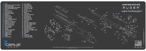 Cerus Gear Ruger Mini 14 Ranch Schematic Rifle Mat Charcoal Grey / Cerus Blue 12" x 36"