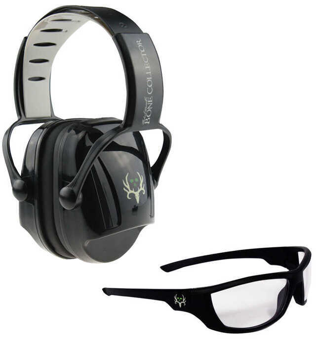 Radians Auryon Combo Kit Eyes/Ears Black Frame Clear Kit: Collapsible Earmuff & Glasses BCRT-Ck