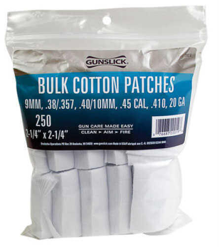 Gunslick Cleaning Patches All Calibers Cotton 250 Per Pack 20019