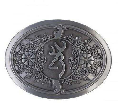 Browning Buckmark Scroll Belt Buckle Silver