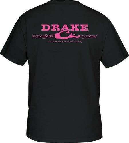 Drake Waterfowl Systems Short Sleeve Logo T-shirt in Black with Pink