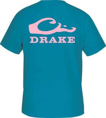 Drake Waterfowl S/S Head Logo T-Shirt Teal/Pink Large Md: DT1961-TPN-3