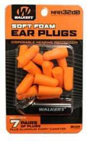 WALKER Ear Plug Foam 7 Pairs Orange Includes Case GWP-PLGCAN-OR