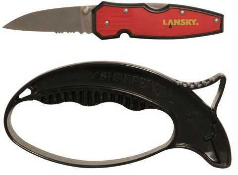 Lansky Quick Edge Serrated Lcokback Knife & Sharpener Combo Md: LSTCS-070