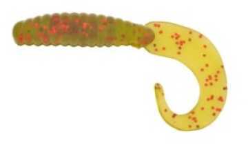 H&H Salty Grub Curl Tail 3In 10Pk Avocado/Red Glitter Md#: SCT310-03