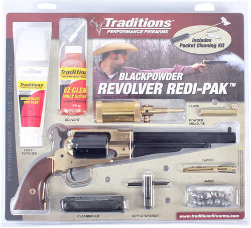 Traditions 1858 Army Redi-Pak Walnut/Brass .44 cal 8 in. Blued Model: FRS18581