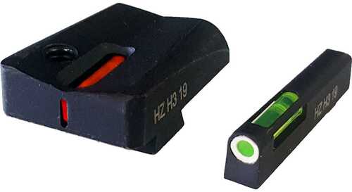 HIVIZ LiteWave H3 Tritium Express Handgun Sight Green/Orange Litepipes White Front Ring for Glock17/19  