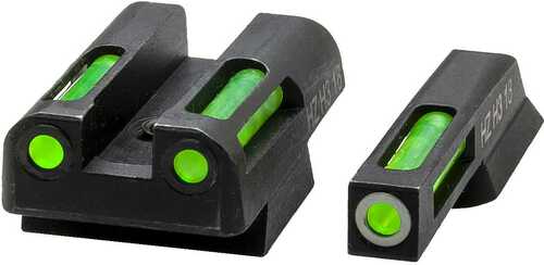 HIVIZ LiteWave H3 Tritium Express Handgun Sight Green Litepipes White Front Ring CZ 75,85,P01  