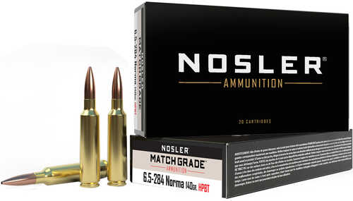 Nosler Match Grade Rifle Ammunition 6.5mmx284 Norma 140 gr. CC HPBT 20 rd. Model: 44166