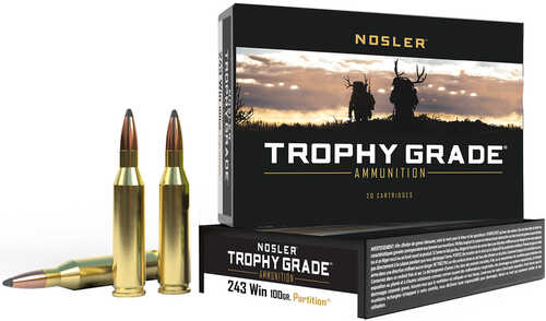 Nosler Trophy Grade Rifle Ammunition 243 Win. 100 gr. PT SP 20 rd. Model: 61046